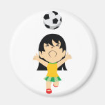 Fille du football magnets pour réfrigérateur