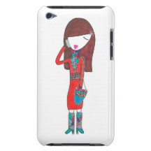 Fille élégante avec le contact d'iPod de bottes Coques iPod Case-Mate