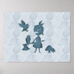 Fille et corneilles foncées de hache de contes posters