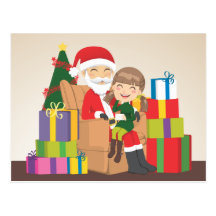 Fille et père noël cartes postales