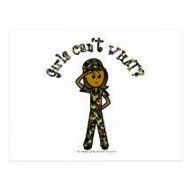 Fille féminine foncée d'armée cartes postales