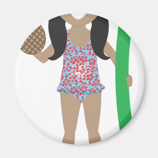 Fille hawaïenne de piscine aimant pour réfrigérateur
