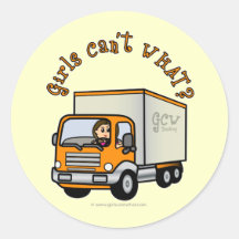 Fille légère de camionneur autocollant rond