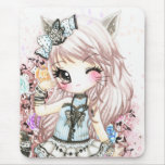 Fille mignonne de chat dans le style de lolita tapis de souris