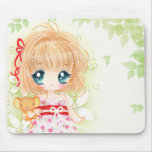 Fille mignonne de chibi avec le plushie de kawaii tapis de souris