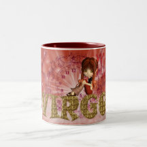Fille mignonne de tasse d'anniversaire de Vierge p