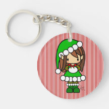 Fille mignonne d'elfe de Noël Porte-clés