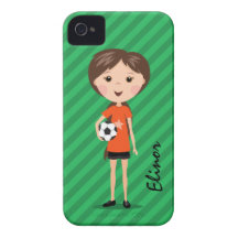 Fille mignonne du football de bande dessinée jugea coques Case-Mate iPhone 4