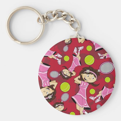 Fille mignonne Keychain de tennis Porte-clé