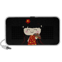 Fille mignonne Squeable de chinois traditionnel de Haut-parleur iPod