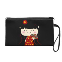 Fille mignonne Squeable de chinois traditionnel de Sacs À Main Avec Dragonne