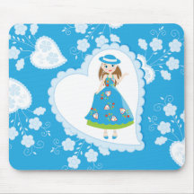 Fille portugaise douce tapis de souris