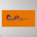 fille psychédélique orange de remous posters