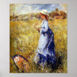 Fille recueillant des beaux-arts de fleurs par la  poster