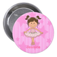Fille rose mignonne de ballet sur les étoiles et l badge