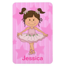 Fille rose mignonne de ballet sur les étoiles et l magnets rectangulaire