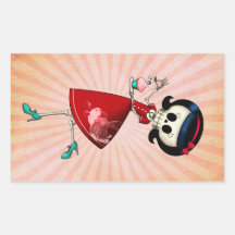 Fille squelettique douce et effrayante autocollant rectangulaire