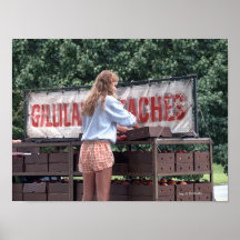 Fille vendant des pêches posters