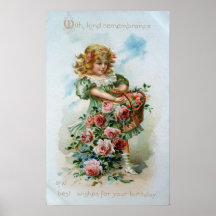 Fille victorienne avec des roses posters