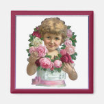 Fille victorienne de guirlande de rose aimant pour réfrigérateur