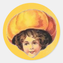 Fille vintage de Halloween dans le chapeau de citr Adhésifs