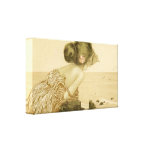 Fille vintage de mer avec l'affiche de toile de ro toile tendue