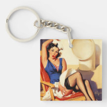 Fille vintage de pin-up de bateau de croisière de  porteclés