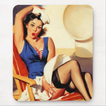 Fille vintage de pin-up de bateau de croisière de  tapis de souris