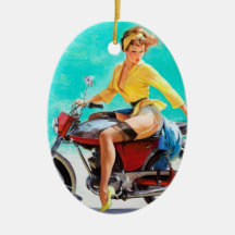 Fille vintage de pin-up de Gil Elvgren de cavalier Ornement