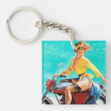Fille vintage de pin-up de Gil Elvgren de cavalier Porte-clés