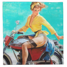 Fille vintage de pin-up de Gil Elvgren de cavalier Serviette Imprimée