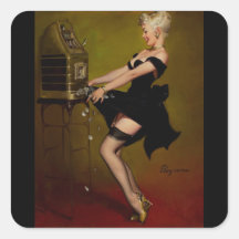 Fille vintage de pin-up de machine à sous de Gil E Adhésifs
