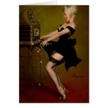 Fille vintage de pin-up de machine à sous de Gil E Cartes De Vœux