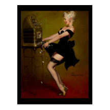 Fille vintage de pin-up de machine à sous de Gil E Carte Postale