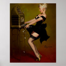 Fille vintage de pin-up de machine à sous de Gil E Posters