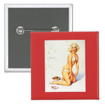 Fille vintage de pin-up d'été de plage de Gil Elvg Badges