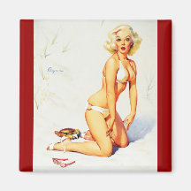 Fille vintage de pin-up d'été de plage de Gil Elvg Aimants