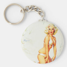 Fille vintage de pin-up d'été de plage de Gil Elvg Porte-clés