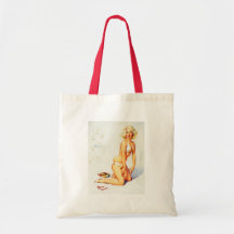 Fille vintage de pin-up d'été de plage de Gil Elvg Sac En Toile