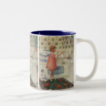 Fille vintage, enfant faisant les vêtements accroc tasse à café
