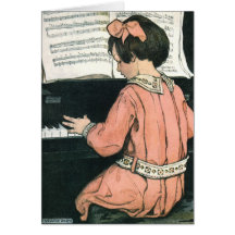 Fille vintage, musique, piano, Jessie Willcox Smit Cartes De Vœux