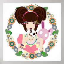 Fille Yuriko de Harajuku - encadré Posters