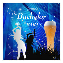 Filles blanches en verre de bière d'or bleu d'ente invitations personnalisées
