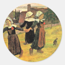 Filles bretonnes dansant Pont-Aven par Paul Gaugui Autocollants