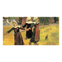 Filles bretonnes dansant Pont-Aven par Paul Gaugui Cartes De Vœux Avec Photo