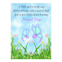 Filles de ~ d'invitation de baby shower de papillo