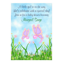 Filles de ~ d'invitation de baby shower de papillo