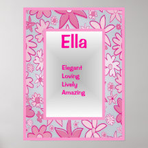Filles de fleurs roses toute copie nommée d'art de posters