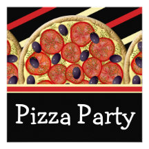 Filles de garçons de fête d'anniversaire de pizza invitations personnalisées