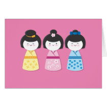 Filles de Kokeshi cartes